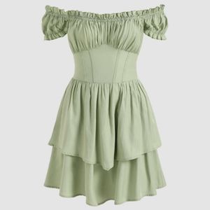 Cider Shirred Layer Corset Mini Dress